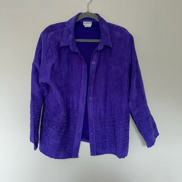 Vintage Bon Worth Suede Like Purple Jacket Embroidered‎ - Picture 1 of 4